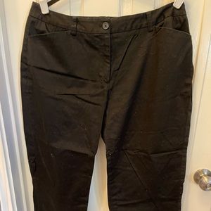 Stretch black capri dress pants.